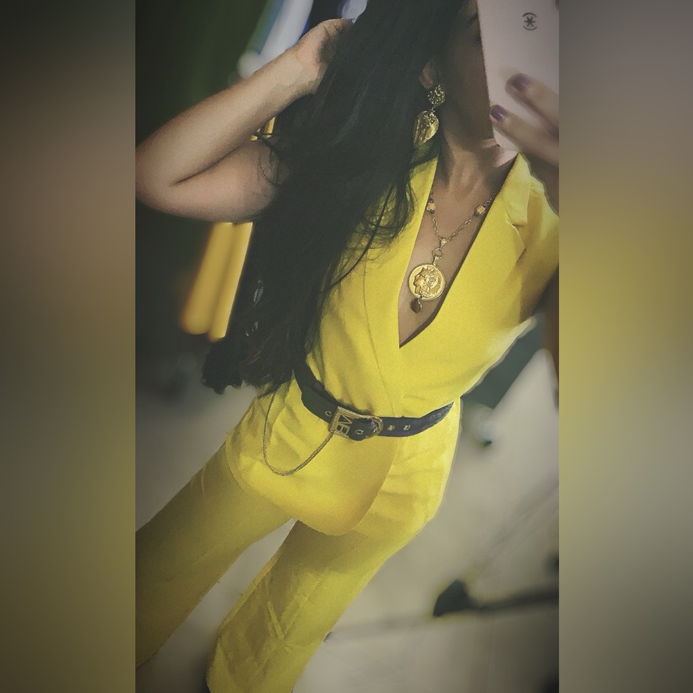 Yellow Women's Suit/ Vest and pant 2 piece set